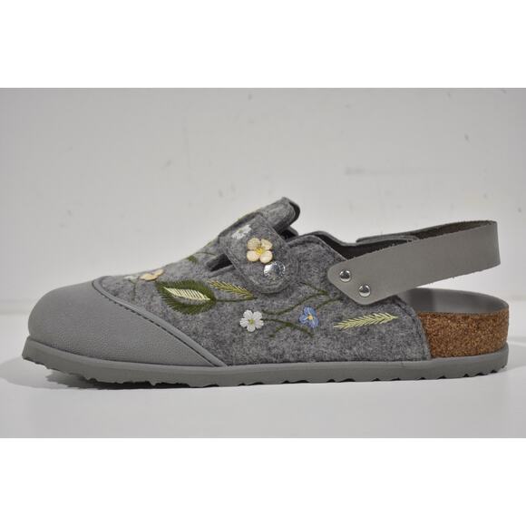 Dior Birkenstock Tokio Mule Grey Floral Slingback Nubuck Suede Flat Sandal 44 11 - Picture 11 of 12